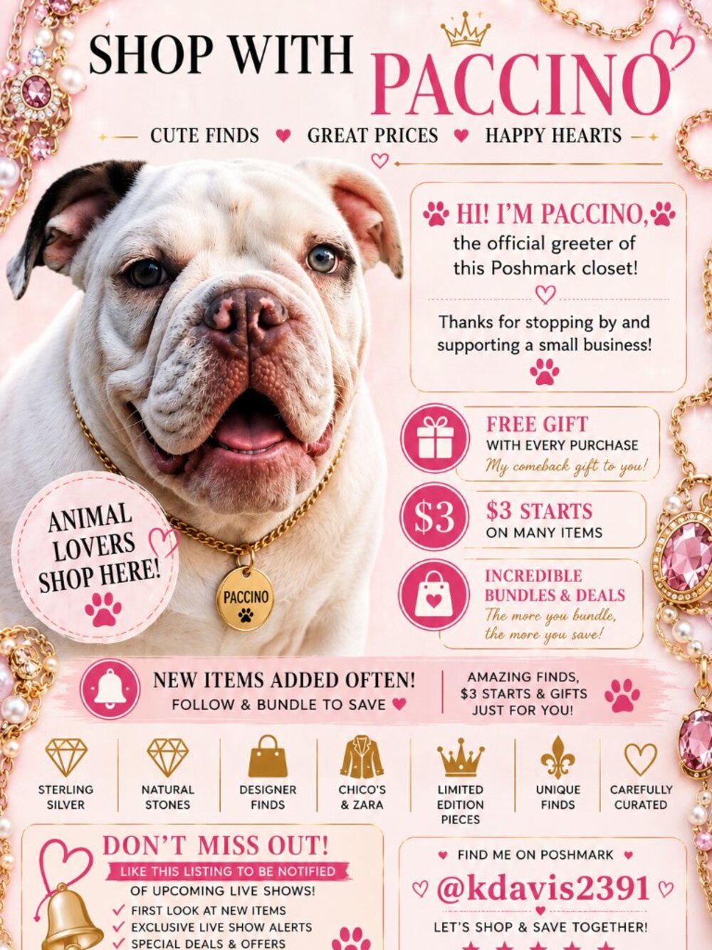 🐶 Shop with Paccino!❤️ Like this listing to get notified $ 3 dlls